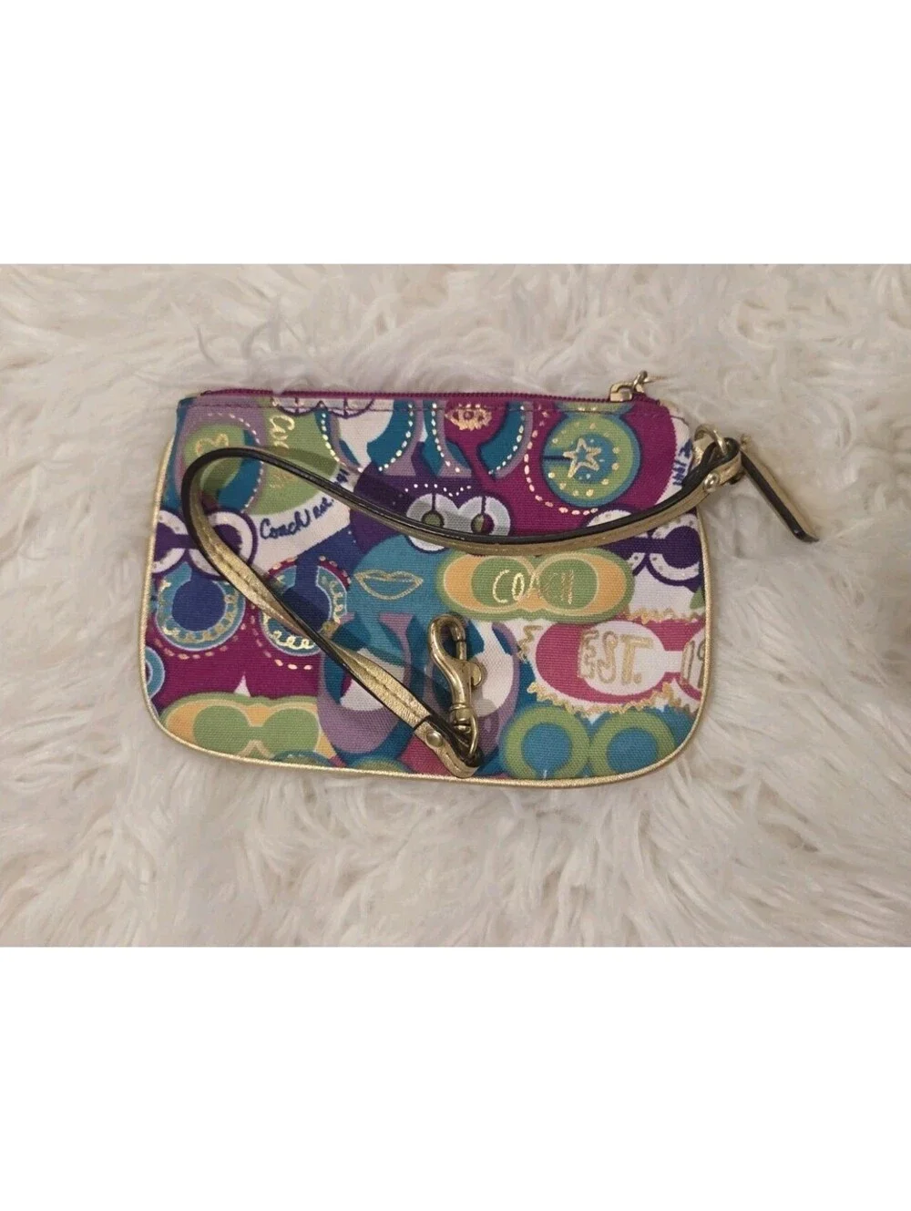 Coach Canvas Poppy Graffiti Wristlet